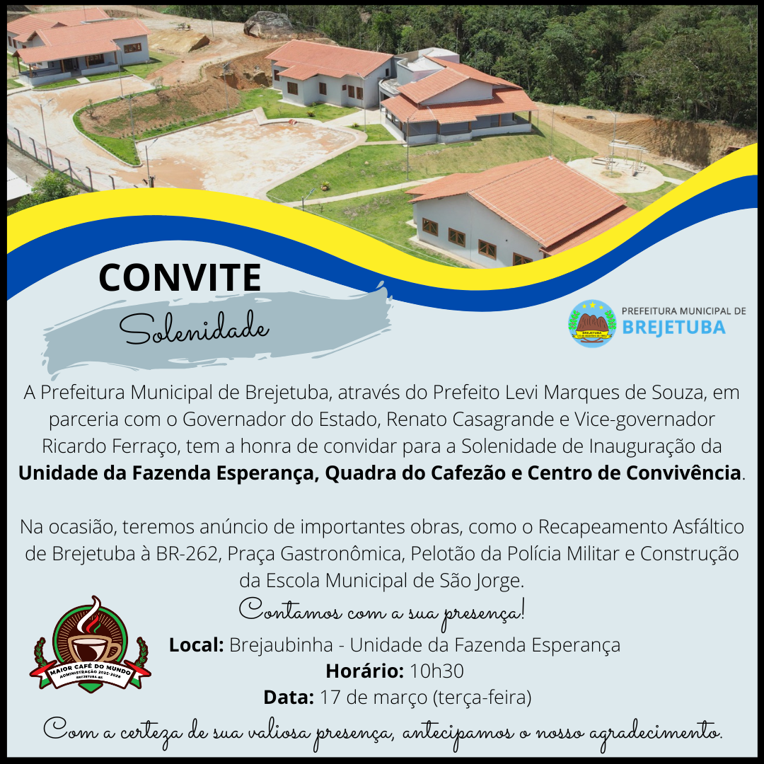 Solenidade de Inauguração da Unidade da Fazenda Esperança, Quadra do Cafezão e Centro de Convivência!