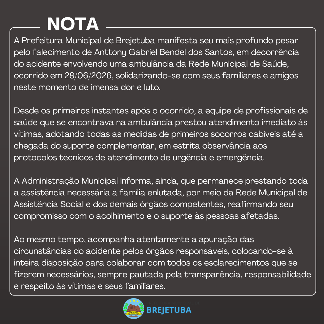 Imagem da notícia: NOTA