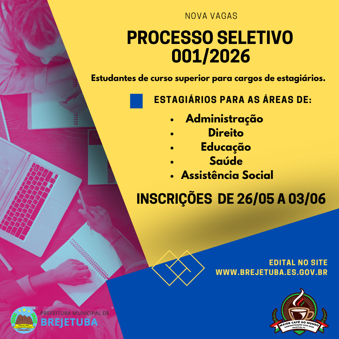 Imagem da notícia: Processo Seletivo 001/2026 – Estágio para Ensino Superior