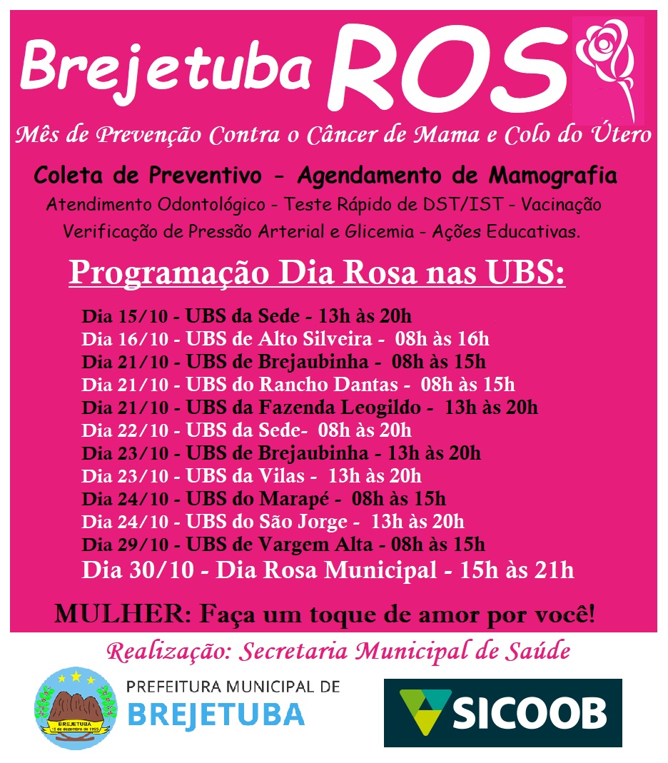 Brejetuba Rosa: Mês de Conscientização e Cuidados com a Saúde da Mulher